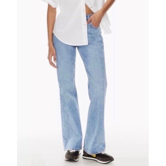 Denim Forum Light Wash Marianne Mid Loose Flare Jeans Size 24 - Picture 1 of 12